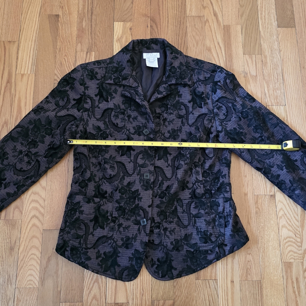 FDJ French Dressing Jeans Women's Black Floral Jacquard Blazer Jacket